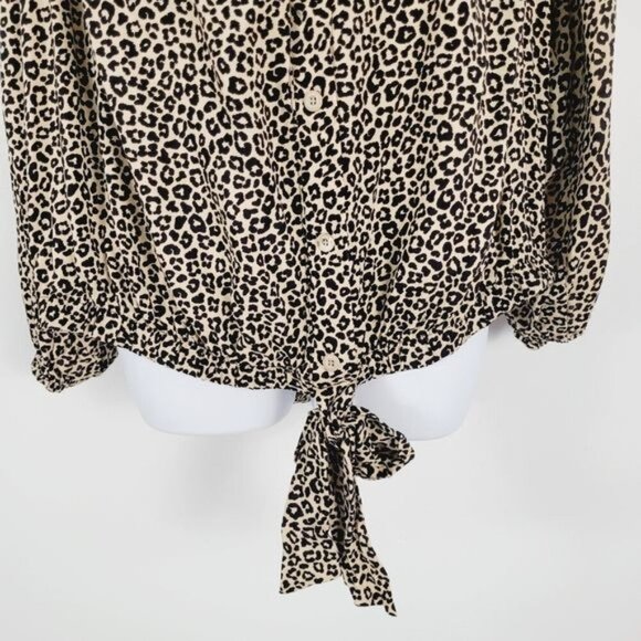 Rayon‎ Animal Leopard Print Tie Front Plus Size Blouse 3X - Picture 3 of 9